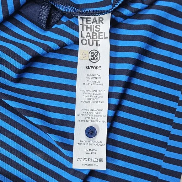 G/FORE Womens Golf Dress Blue Navy Striped Short Sleeve Polo Performance Small s - Picture 5 of 8